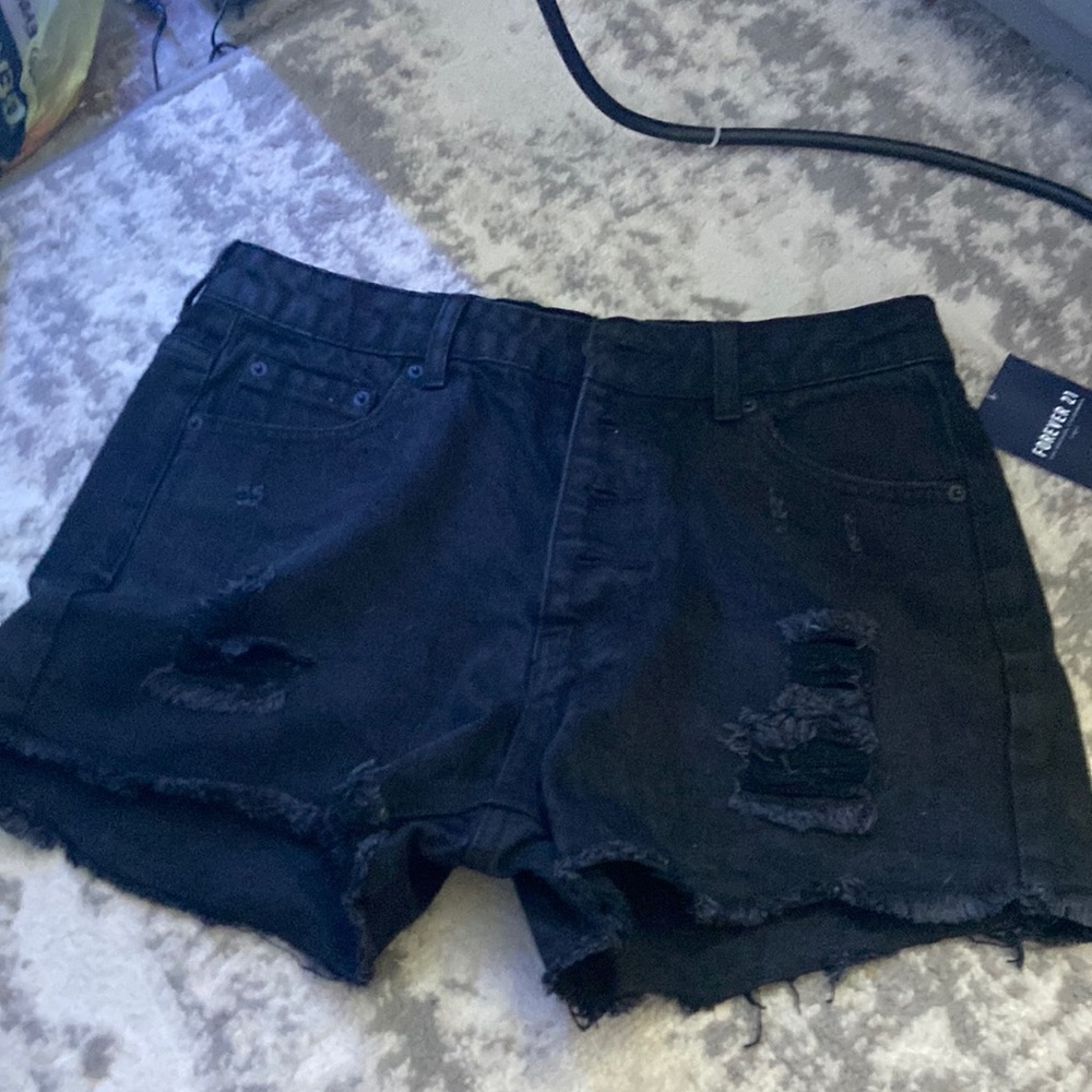 black high rise jean shorts